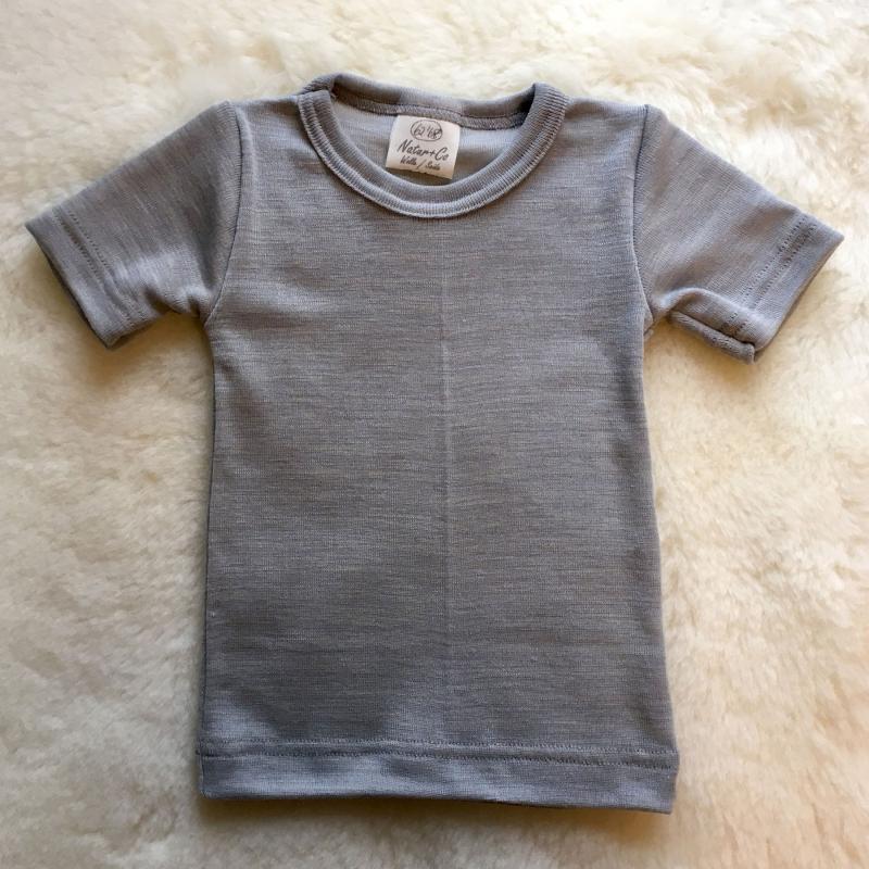 Halbarm Shirt Wolle Seide grau